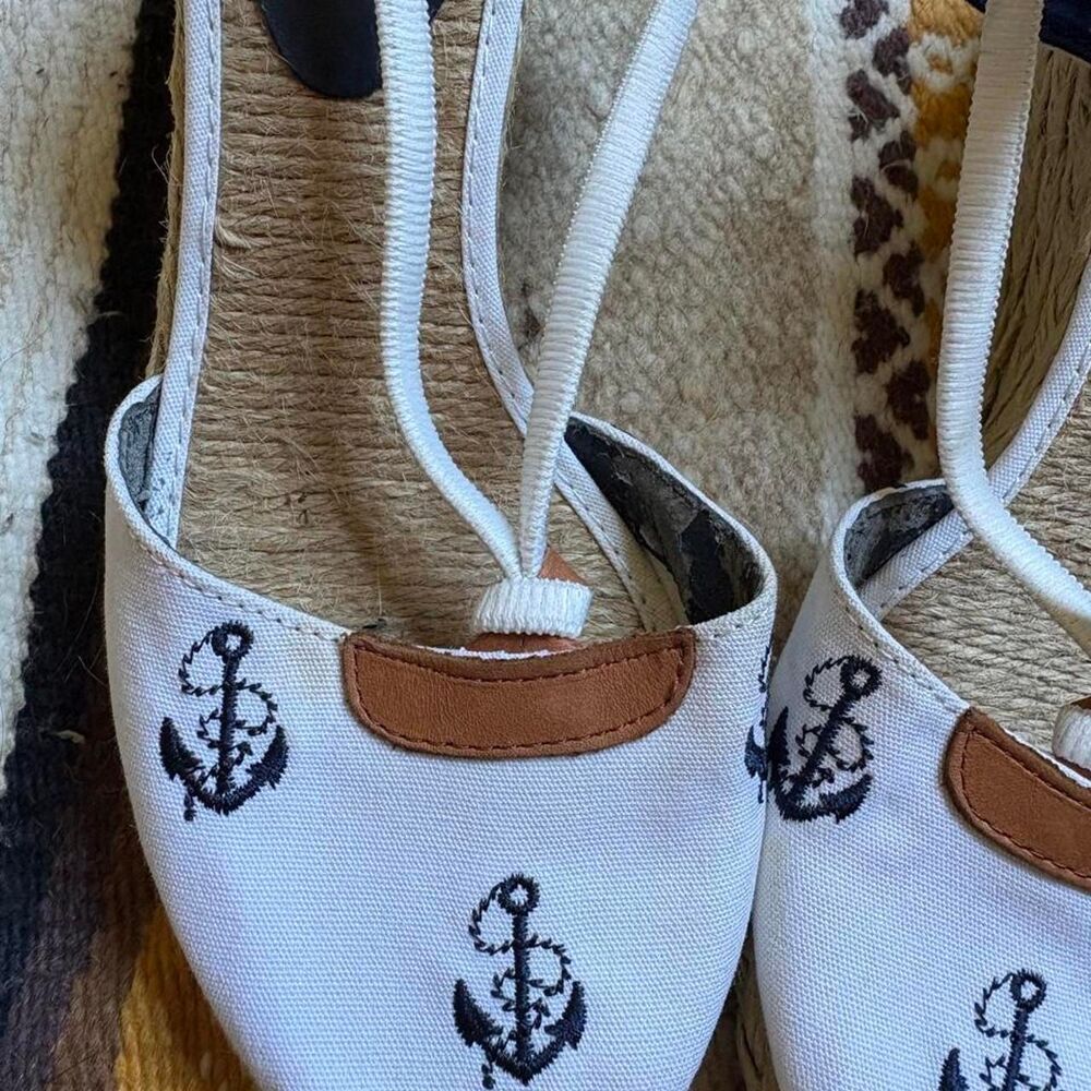 Ralph Lauren White Canvas Wedge Espadrilles Size 7 - Picture 5 of 6
